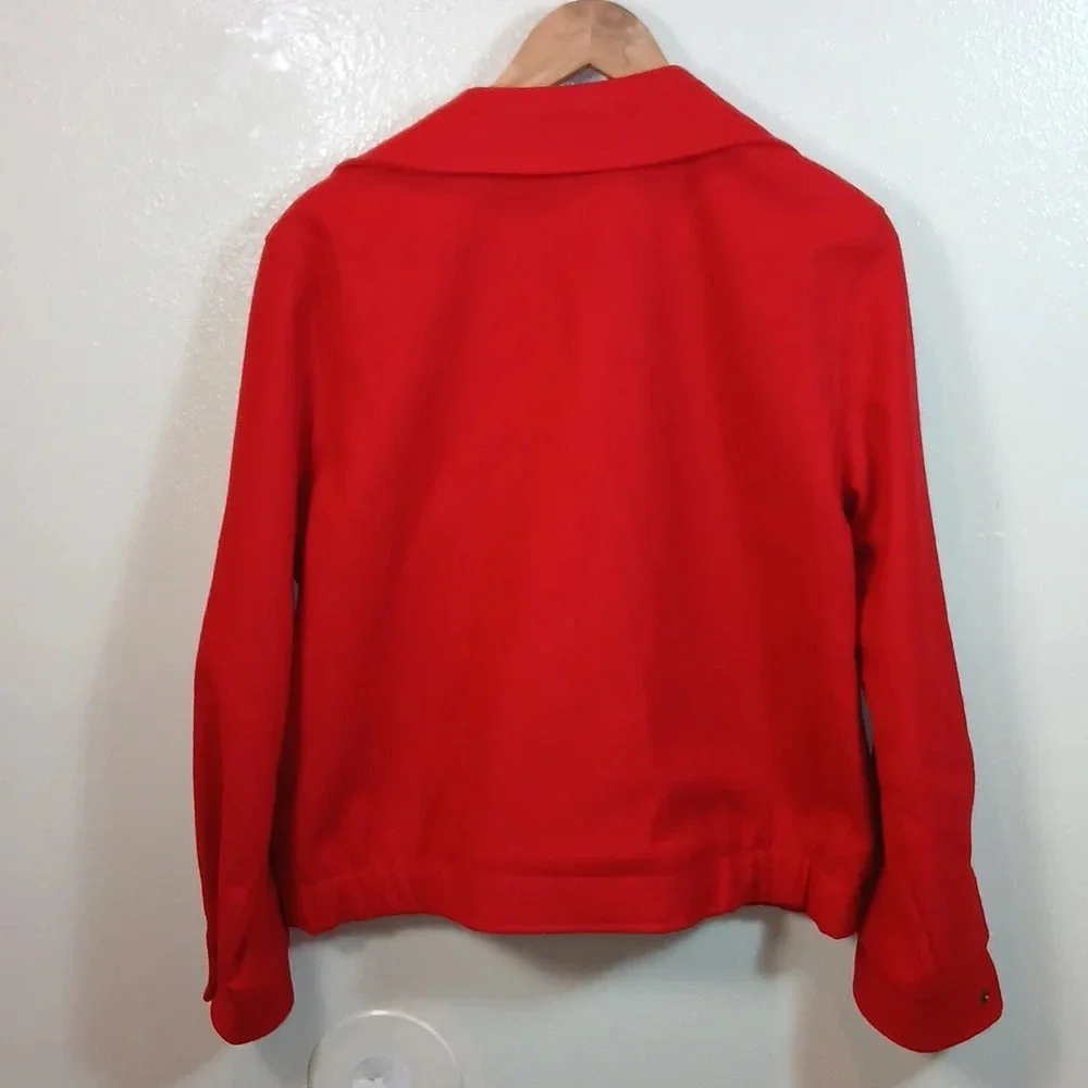 Pendleton 100% Virgin Women's Wool Bomber Jacket in red size Medium
